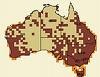 Mapa zakresu występowania Łabędzia czarnego w Australii